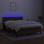 Cama box spring colchón luces LED tela marrón oscuro 140x200cm de vidaXL, Camas y somieres - Ref: Foro24-3133160, Precio: 436...
