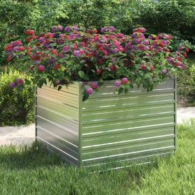 Arriate de acero galvanizado plateado 100x100x77 cm de vidaXL, Maceteros y jardineras - Ref: Foro24-316883, Precio: 59,82 €, ...