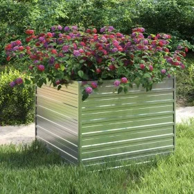 Arriate de acero galvanizado plateado 100x100x77 cm de vidaXL, Maceteros y jardineras - Ref: Foro24-316883, Precio: 61,61 €, ...