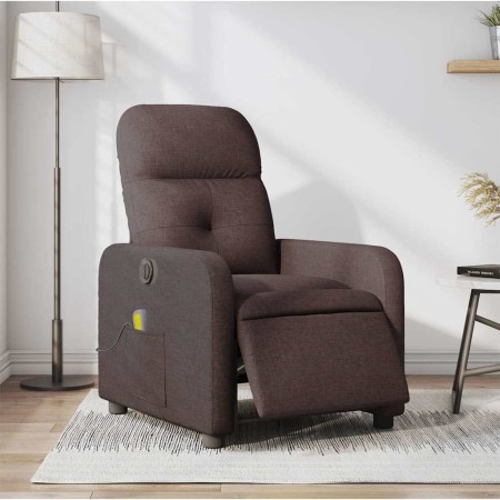 Sillón reclinable de masaje eléctrico tela marrón oscuro en Sillones | Comprar online en Foru.es