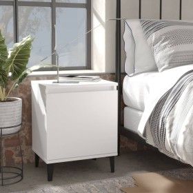 Mesitas de noche con patas de metal blanco 40x30x50 cm de vidaXL, Mesitas de noche - Ref: Foro24-805834, Precio: 51,46 €, Des...