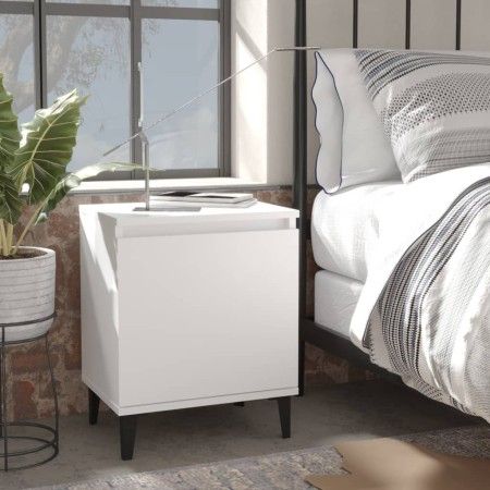 Mesitas de noche con patas de metal blanco 40x30x50 cm de vidaXL, Mesitas de noche - Ref: Foro24-805834, Precio: 51,46 €, Des...
