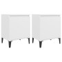 Mesitas de noche con patas de metal blanco 40x30x50 cm de vidaXL, Mesitas de noche - Ref: Foro24-805834, Precio: 51,46 €, Des...