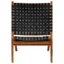 Folding chair with crossed stripes black genuine leather by vidaXL, Folding stools and chairs - Ref: Foro24-246366, Price: 18...