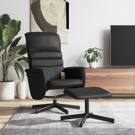 Sillón reclinable masaje con reposapiés cuero sintético negro de vidaXL, Sillones - Ref: Foro24-356715, Precio: 129,32 €, Des...