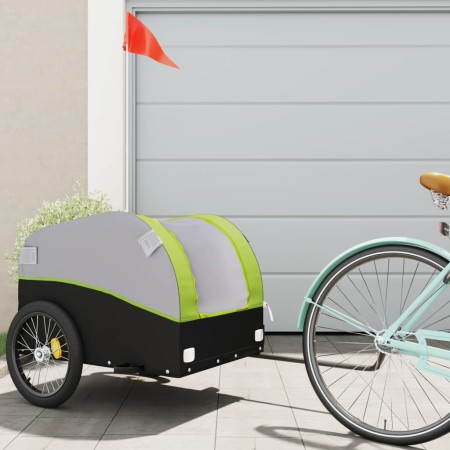 Remolque para bicicleta hierro negro y verde 45 kg de vidaXL, Remolques para bicicletas - Ref: Foro24-94130, Precio: 86,55 €,...