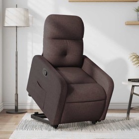 Sillón reclinable elevable tela marrón oscuro en Sillones | Comprar online en Foru.es