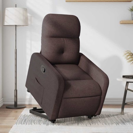 Sillón reclinable elevable tela marrón oscuro en Sillones | Comprar online en Foru.es