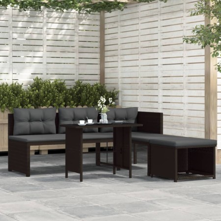 Set de muebles de jardín 4 piezas ratán sintético marrón de vidaXL, Conjuntos de jardín - Ref: Foro24-44288, Precio: 277,01 €...