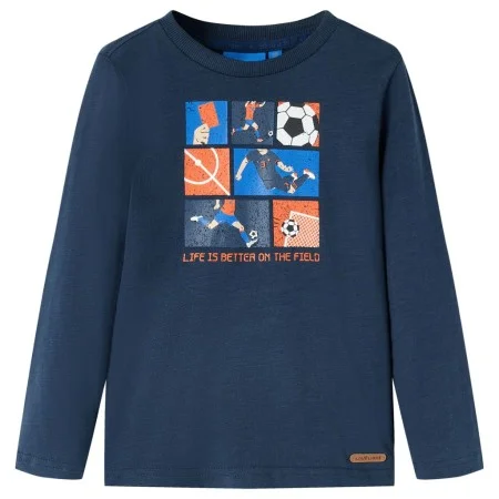 Camiseta infantil de manga larga azul marino mélange 128 de vidaXL, Camisetas para niños - Ref: Foro24-12702, Precio: 12,20 €...