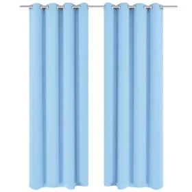 Cortinas opacas 2 piezas con ojales de metal 135x175cm turquesa de vidaXL, Cortinas y visillos - Ref: Foro24-132207, Precio: ...