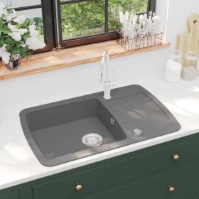 Fregadero de cocina con un seno de granito gris de vidaXL, Fregaderos - Ref: Foro24-142945, Precio: 203,09 €, Descuento: %