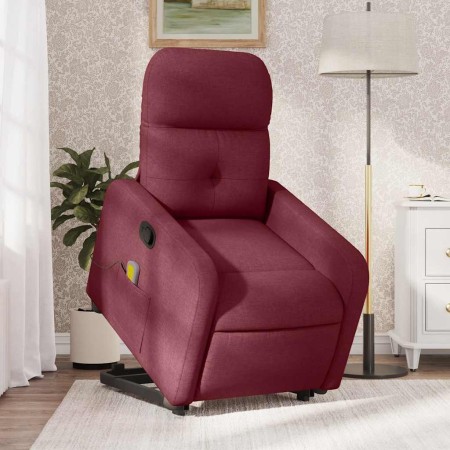 Sillón reclinable de masaje elevable tela rojo tinto en Sillones | Comprar online en Foru.es