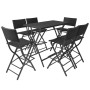 Set comedor de jardín plegable 7 pzas poli ratán y acero negro de vidaXL, Conjuntos de jardín - Ref: Foro24-42878, Precio: 27...