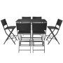 Set comedor de jardín plegable 7 pzas poli ratán y acero negro de vidaXL, Conjuntos de jardín - Ref: Foro24-42878, Precio: 27...