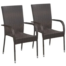 Stackable garden chairs 2 units brown synthetic rattan by vidaXL, Garden chairs - Ref: Foro24-44237, Price: 104,76 €, Discoun...