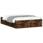 Estructura de cama de matrimonio roble ahumado 135x190 cm de vidaXL, Camas y somieres - Ref: Foro24-3203912, Precio: 139,04 €...