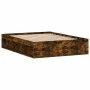 Estructura de cama de matrimonio roble ahumado 135x190 cm de vidaXL, Camas y somieres - Ref: Foro24-3203912, Precio: 136,38 €...