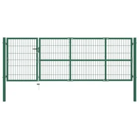 Gartenzauntor mit grünen Stahlpfosten 350x100 cm von vidaXL, Gartentore - Ref: Foro24-142569, Preis: 379,72 €, Rabatt: %