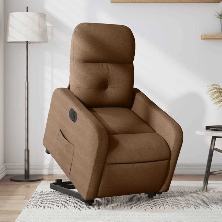 Sillón eléctrico reclinable elevable de tela marrón en Sillones | Comprar online en Foru.es