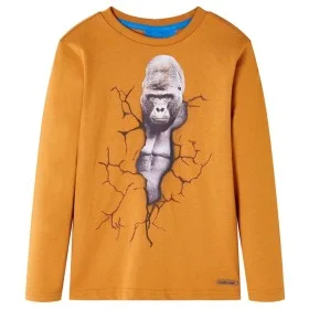 Camiseta infantil de manga larga ocre oscuro 128 de vidaXL, Camisetas para niños - Ref: Foro24-13217, Precio: 8,59 €, Descuen...