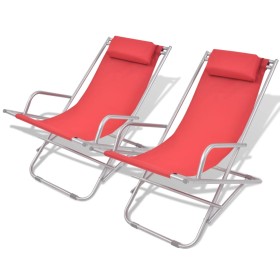 Tumbonas reclinables 2 unidades acero rojas de vidaXL, Tumbonas - Ref: Foro24-42937, Precio: 122,26 €, Descuento: %