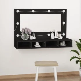 Mueble con espejo y LED negro 90x31,5x62 cm de vidaXL, Tocadores de baño - Ref: Foro24-833488, Precio: 55,78 €, Descuento: %