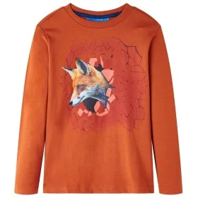 Langarm-T-Shirt für Kinder in der Farbe 128 in hellem Ziegelstein von vidaXL, Kinder-T-Shirts - Ref: Foro24-13352, Preis: 10,...