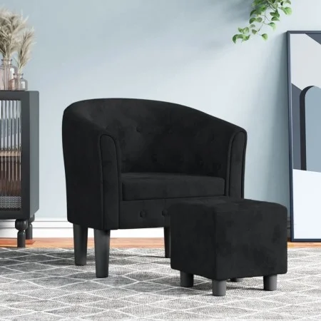 Schwarzer Samtsessel mit Hocker von vidaXL, Sessel - Ref: Foro24-356479, Preis: 184,86 €, Rabatt: %