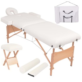 Camilla de masaje y taburete plegable 2 zonas 10 cm blanco de vidaXL, Mesas de masaje - Ref: Foro24-110154, Precio: 325,03 €,...
