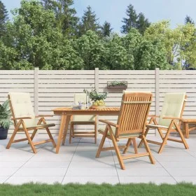 Sillas de jardín reclinables y cojines 4 uds madera maciza teca de vidaXL, Sillas de jardín - Ref: Foro24-3196465, Precio: 64...