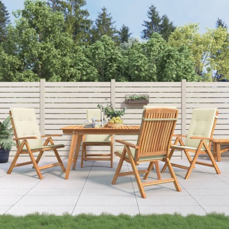 Sillas de jardín reclinables y cojines 4 uds madera maciza teca de vidaXL, Sillas de jardín - Ref: Foro24-3196465, Precio: 65...