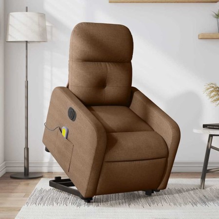 Sillón de masaje eléctrico reclinable elevable tela marrón en Sillones | Comprar online en Foru.es