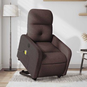 Sillón masaje eléctrico reclinable elevable tela marrón oscuro en Sillones | Comprar online en Foru.es