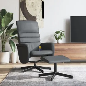 Sillón de masaje reclinable con reposapiés cuero sintético gris de vidaXL, Sillones - Ref: Foro24-356716, Precio: 128,31 €, D...