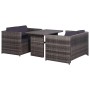 Set mesa y sillas jardín 3 pzas y cojines ratán sintético gris de vidaXL, Conjuntos de jardín - Ref: Foro24-43915, Precio: 34...