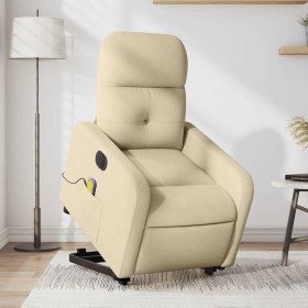 Sillón de masaje eléctrico reclinable elevable tela crema en Sillones | Comprar online en Foru.es