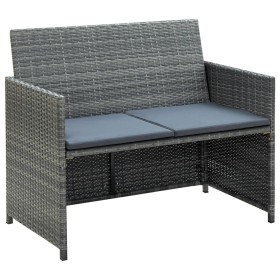 Sofá de jardín 2 plazas con cojines ratán sintético gris de vidaXL, Sofás de exterior - Ref: Foro24-43912, Precio: 129,55 €, ...