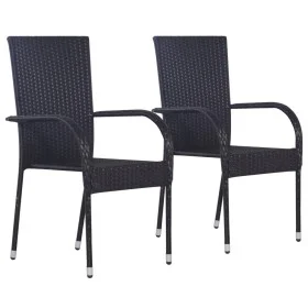 Stapelbare Gartenstühle 2 Einheiten synthetisches Rattan schwarz von vidaXL, Gartenstühle - Ref: Foro24-44238, Preis: 113,07 ...