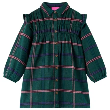 Vestido infantil de manga larga y volantes verde oscuro 140 de vidaXL, Vestidos de niños - Ref: Foro24-14418, Precio: 13,30 €...