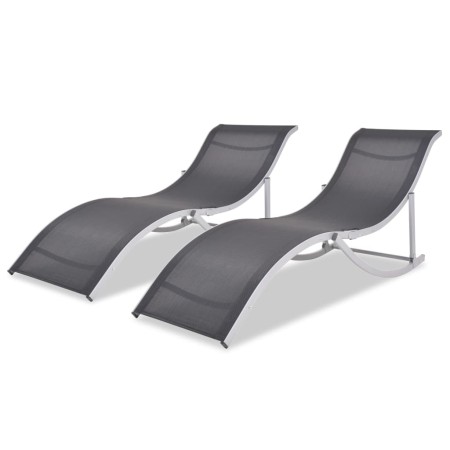 Tumbonas plegables 2 unidades aluminio y textilene de vidaXL, Tumbonas - Ref: Foro24-43654, Precio: 271,96 €, Descuento: %