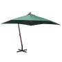 Sombrilla colgante con palo de madera 300x300 cm verde de vidaXL, Sombrillas - Ref: Foro24-42967, Precio: 172,74 €, Descuento: %