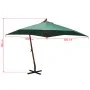 Sombrilla colgante con palo de madera 300x300 cm verde de vidaXL, Sombrillas - Ref: Foro24-42967, Precio: 172,74 €, Descuento: %