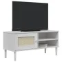 Mueble de TV SENJA aspecto ratán madera pino blanco 106x40x49cm de vidaXL, Muebles TV - Ref: Foro24-358041, Precio: 75,24 €, ...