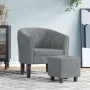 Sillón con taburete terciopelo gris oscuro de vidaXL, Sillones - Ref: Foro24-356478, Precio: 155,41 €, Descuento: %