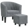 Sillón con taburete terciopelo gris oscuro de vidaXL, Sillones - Ref: Foro24-356478, Precio: 155,41 €, Descuento: %