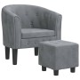 Sillón con taburete terciopelo gris oscuro de vidaXL, Sillones - Ref: Foro24-356478, Precio: 157,58 €, Descuento: %