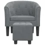 Sillón con taburete terciopelo gris oscuro de vidaXL, Sillones - Ref: Foro24-356478, Precio: 155,41 €, Descuento: %