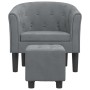 Sillón con taburete terciopelo gris oscuro de vidaXL, Sillones - Ref: Foro24-356478, Precio: 157,58 €, Descuento: %