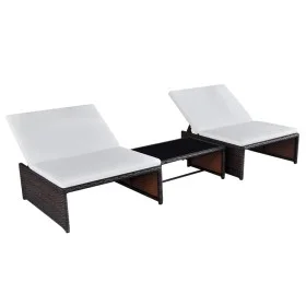 Sillas de jardín reclinables con mesa 2 uds ratán PE marrón de vidaXL, Tumbonas - Ref: Foro24-43068, Precio: 165,88 €, Descue...